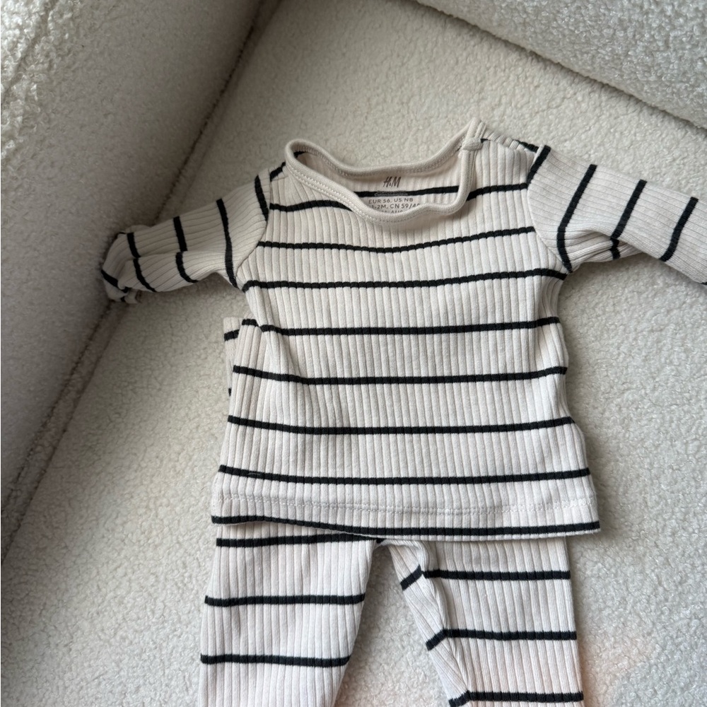 H&M Cream and Black Striped Baby Set